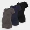 3 PackT-Shirt Con StampaBlack /Dark Grey/Dark Blue Donna T-shirt E Top EX429G03G-Q11