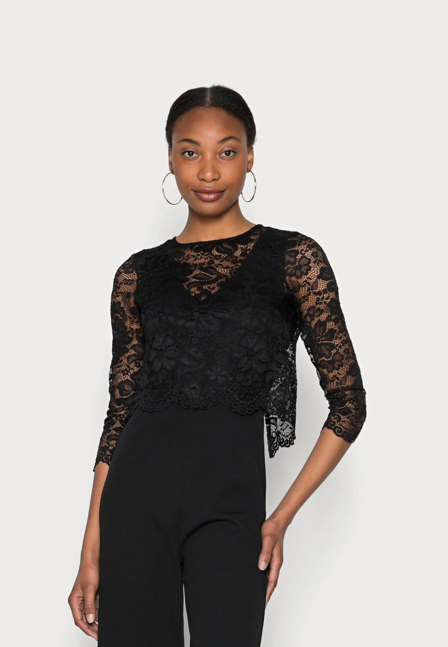 Anna Field Occasion SetDetacheable Lace Top With V Neck Sleeveless JumpsuitTuta JumpsuitBlack Donna Tute Jumpsuit AN621T024-Q11 3 Anna Field Occasion SetDetacheable Lace Top With V Neck Sleeveless JumpsuitTuta JumpsuitBlack Donna Tute Jumpsuit AN621T024-Q11