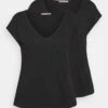 Anna Field Basic V Neck Drop Shoulder 2 Pack T-Shirt BasicBlack Donna T-shirt E Top AN621D0TS-Q12