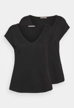 Anna Field Basic V Neck Drop Shoulder 2 Pack T-Shirt BasicBlack Donna T-shirt E Top AN621D0TS-Q12