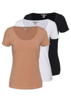 Anna Field 3 PackT-Shirt BasicWhite/Camel/Black Donna T-shirt E Top AN621D0PH-A13