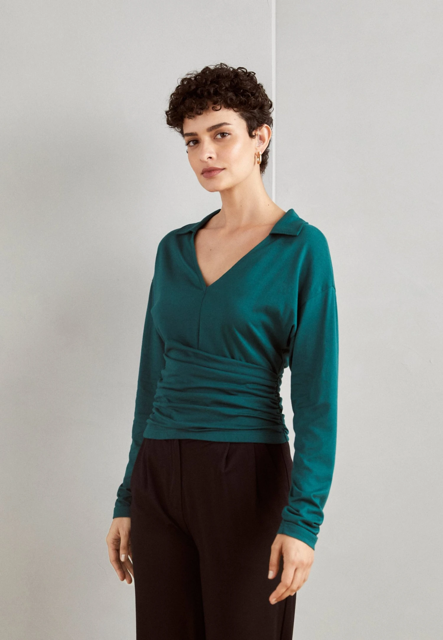 Anna Field Long Sleeve Wrap Blouse With Collar Maglietta A Manica LungaDark Green Donna T-shirt E Top AN621D1A8-M11 3 Anna Field Long Sleeve Wrap Blouse With Collar Maglietta A Manica LungaDark Green Donna T-shirt E Top AN621D1A8-M11